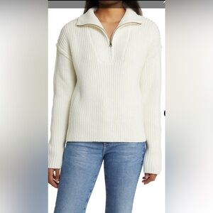 Lucky brand Women's White pullover Half-Zip Sweater